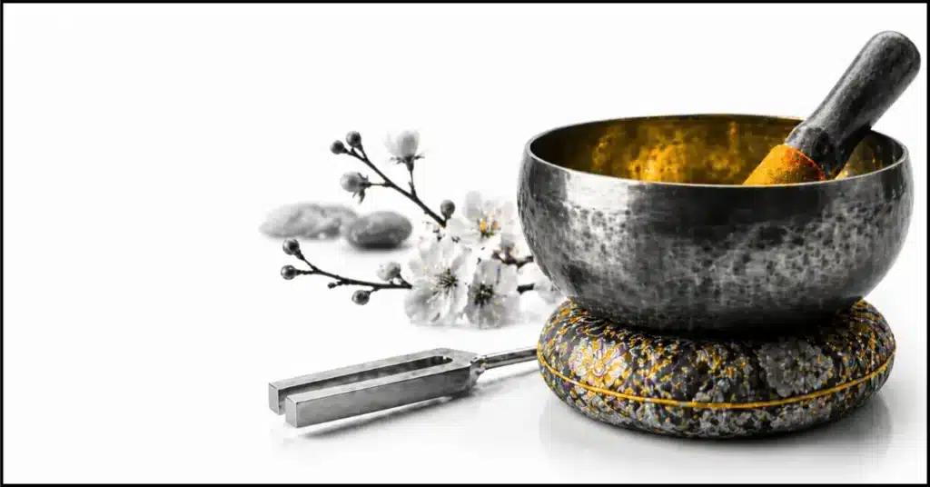 Tibetan singing bowl tuned to 528 hz frequency for sound healing meditation"