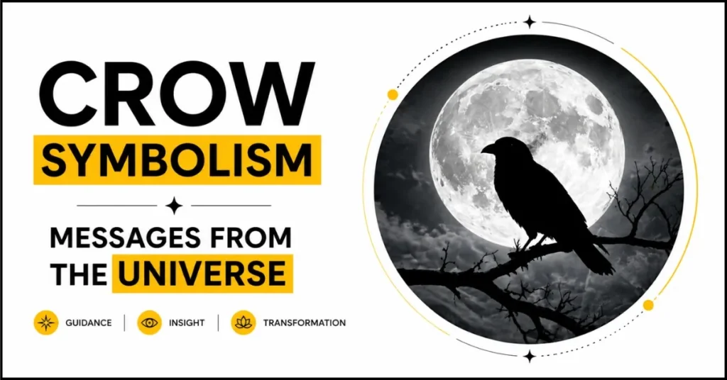 Crow symbolism spiritual — crow flying in front of full moon"
