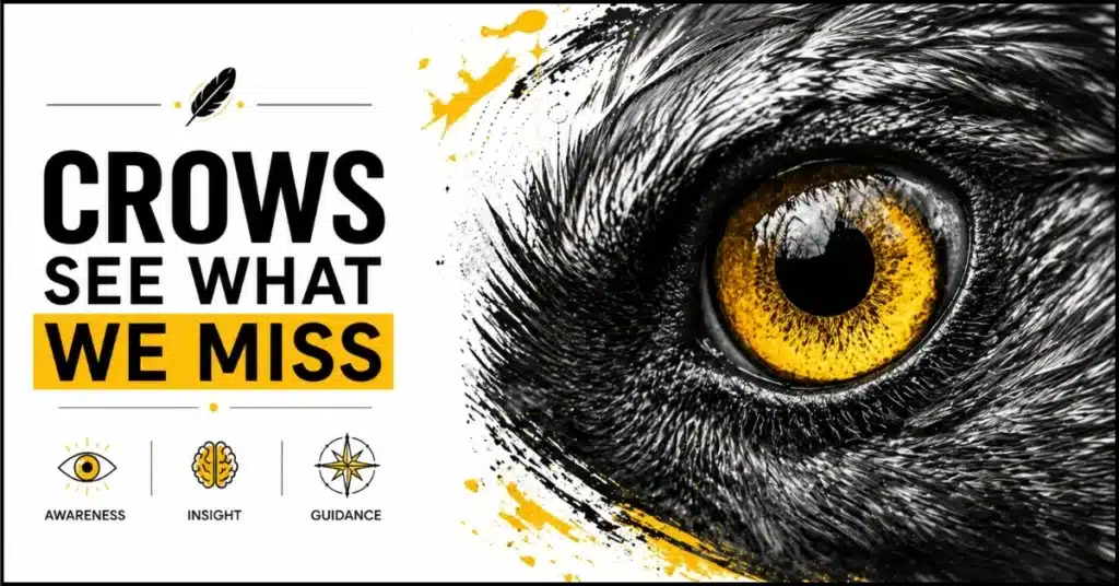 "Crow spirit animal meaning — close-up crow eye symbolism"
