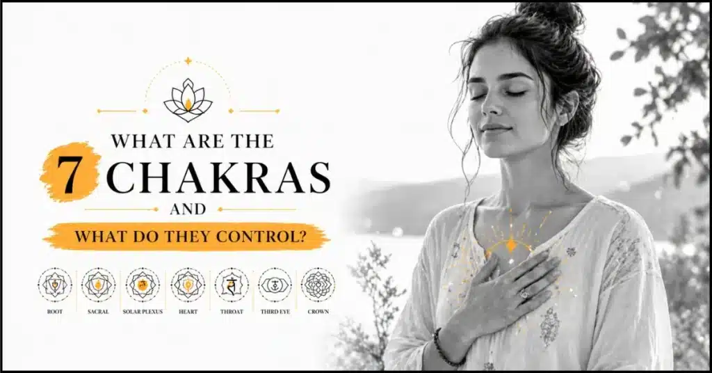 "Woman connecting with her heart chakra energy center during a healing meditation practice"