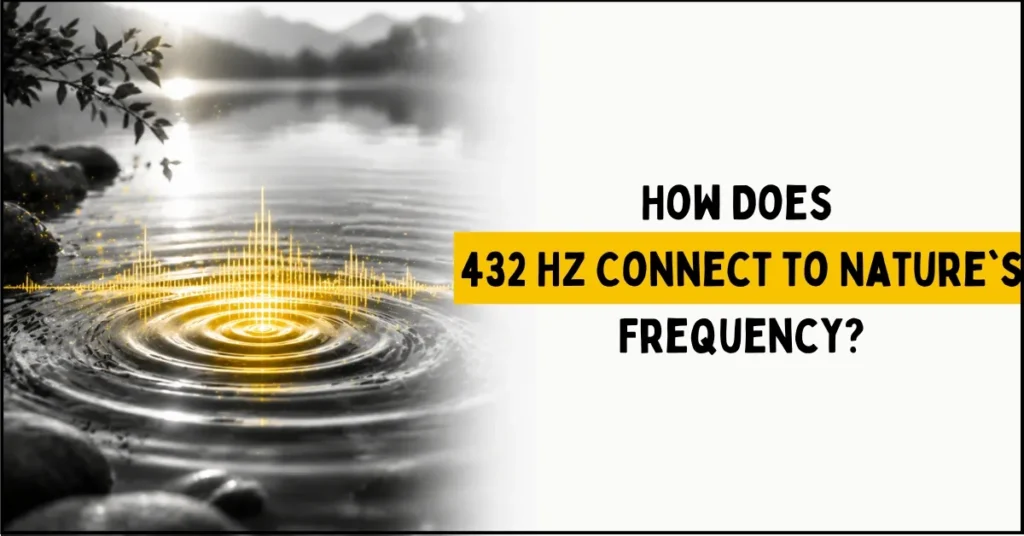 "Woman meditating outdoors while listening to 432 Hz healing music"
