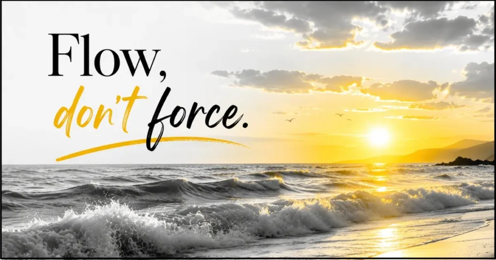 "Ocean sunrise representing effortless flow in the law of attraction"