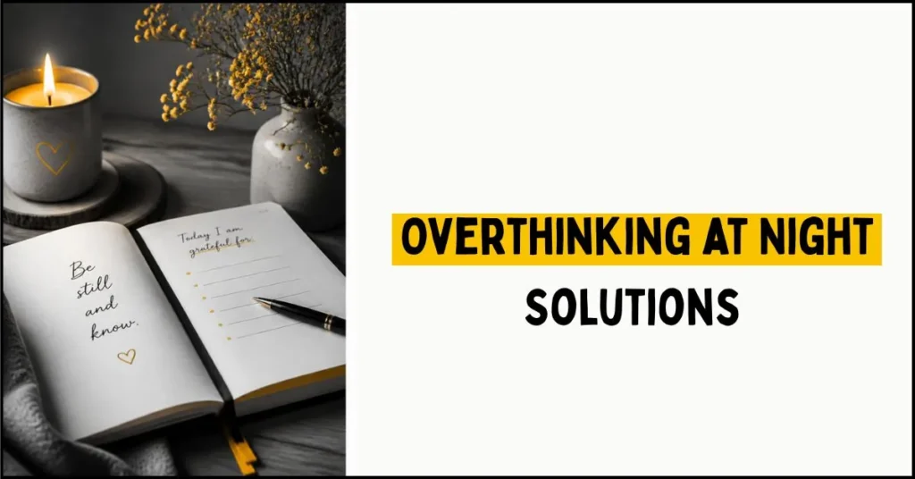 A journal open with a candle beside it: Overthinking at Night Solutions