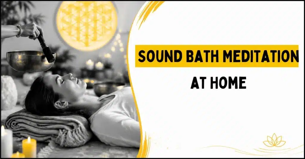 "Woman experiencing deep relaxation during a sound bath session"