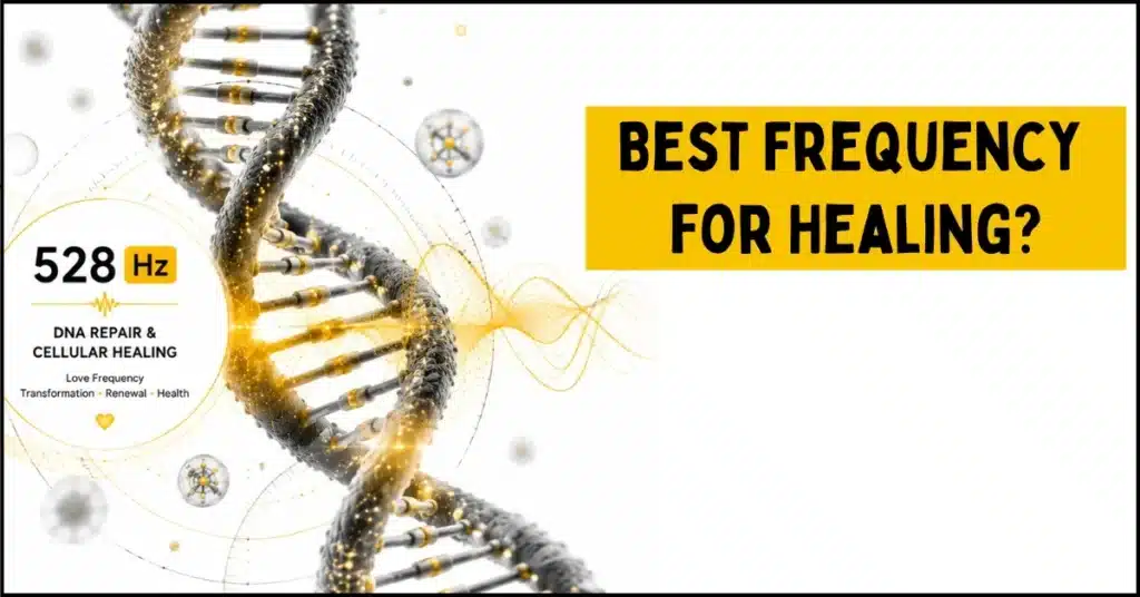 528 Hz healing frequency supporting DNA repair and cellular healing process.
